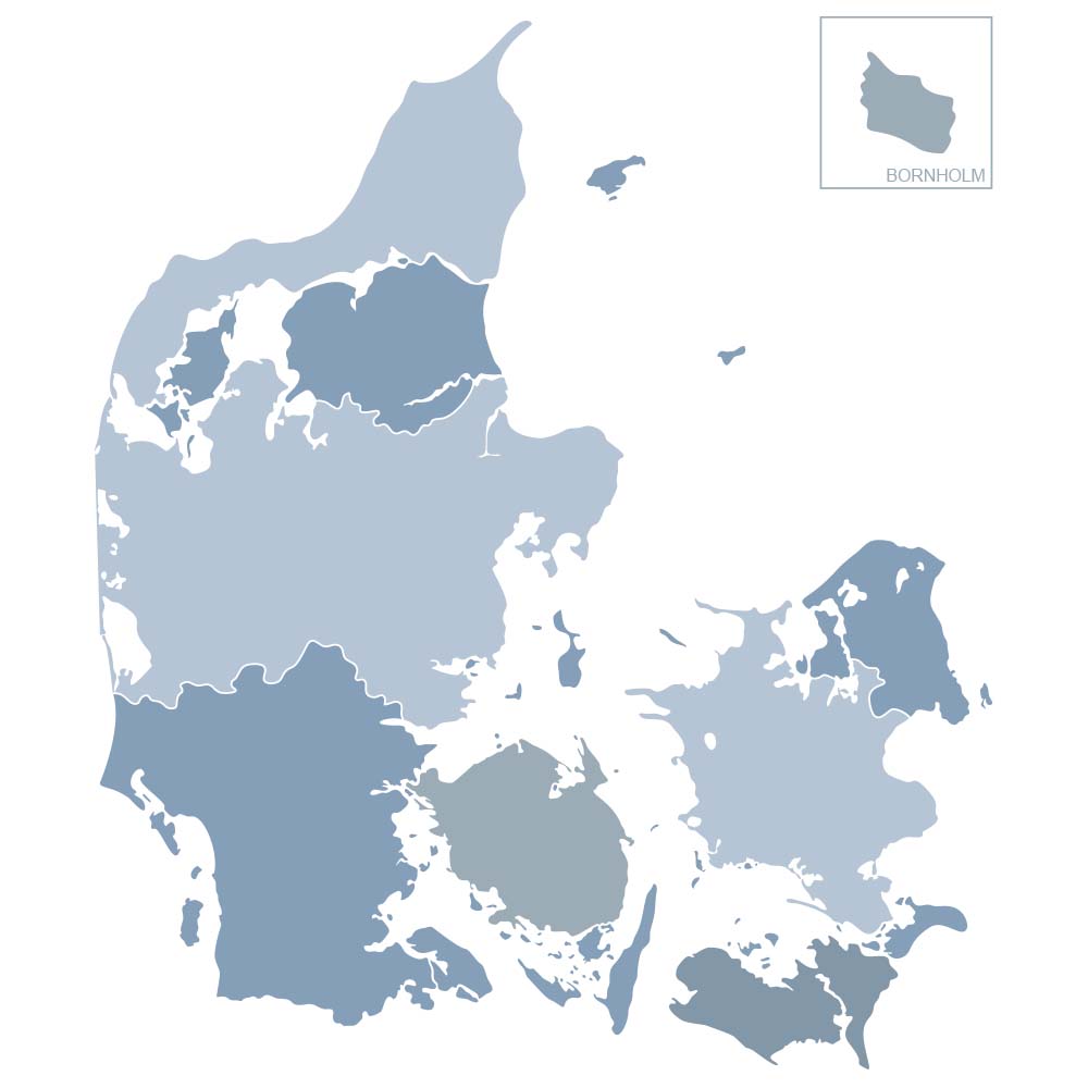 Kort over Danmark.