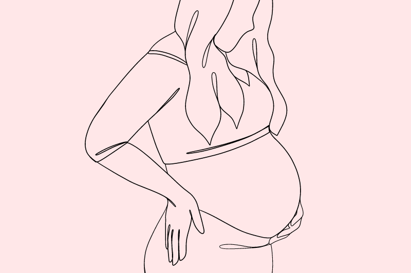 Tegning af en gravidkvinde.